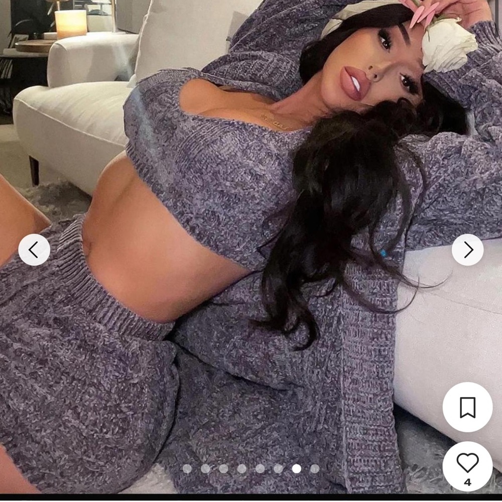 Fashion Nova Textured Knit Set in Gray